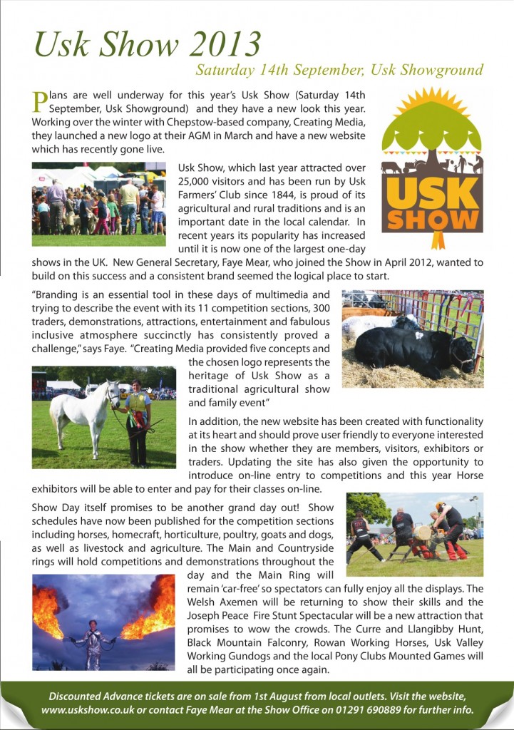Creating Media and Usk Show in Chepstow Voice Magazine